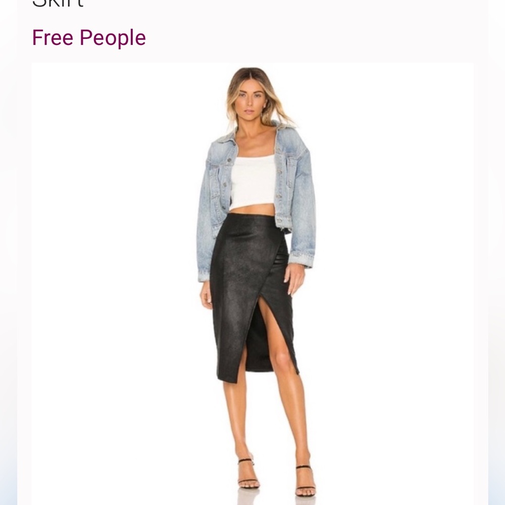 FREE PEOPLE WHITNEY BLACK FAUX SUEDE PENCIL SKIRT VEGAN